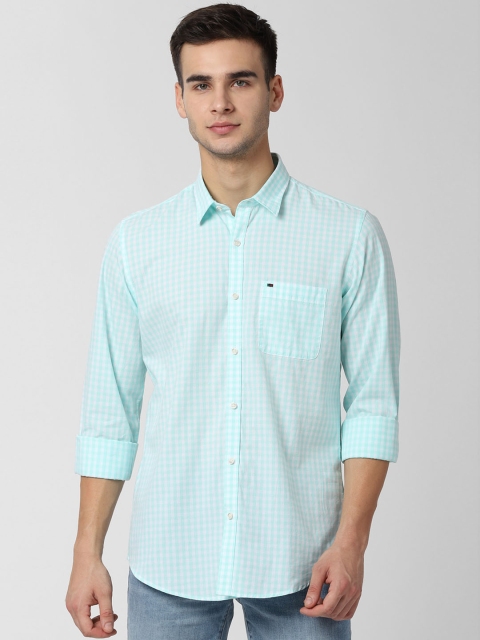 

Peter England Casuals Men Blue & White Slim Fit Checked Casual Shirt