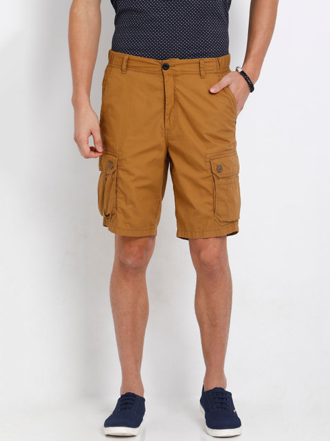 

t-base Men Tan Brown Solid Regular Fit Cargo Shorts