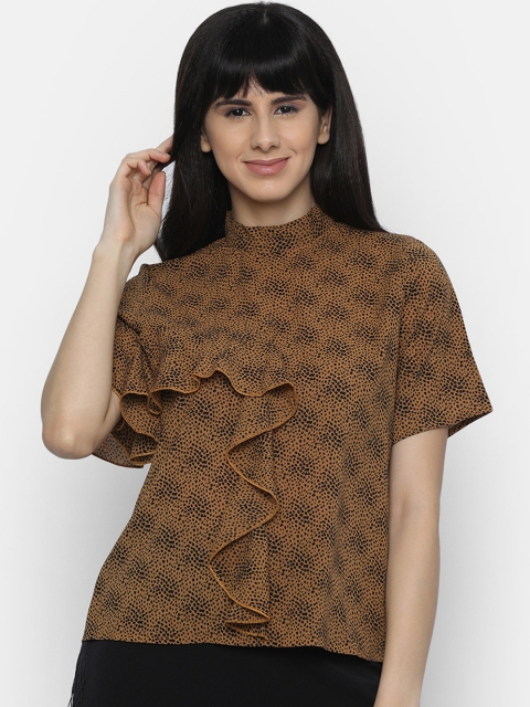 

ISU Women Brown & Black Printed Top