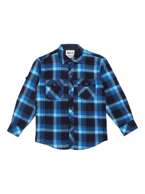 

Aj DEZInES Boys Blue Comfort Regular Fit Checked Casual Shirt
