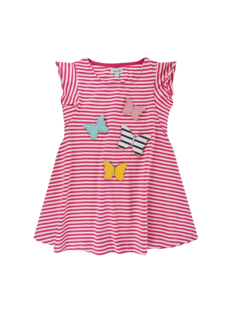 

Lilly and Sid Girls Pink & White Striped A-Line Sustainable Dress