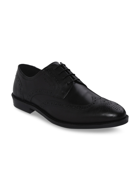 

Red Tape Men Black Textured Genuine Leather Formal Brogues