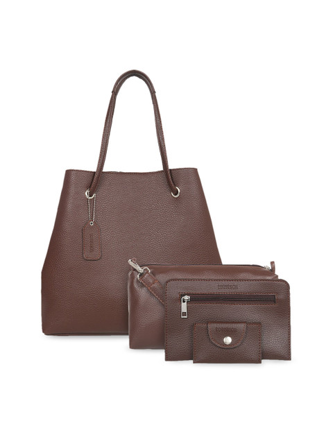 

Toteteca Set Of 4 Brown Textured Handheld Bag