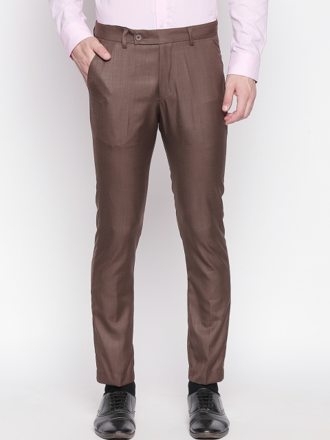 

Solemio Men Brown Slim Fit Solid Regular Trousers
