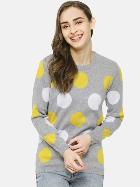 

Campus Sutra Women Grey & Yellow Printed Sweatshirt