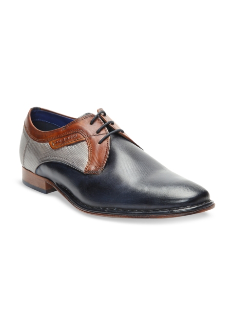 Bugatti Men Blue Textured Leather Formal Derbys