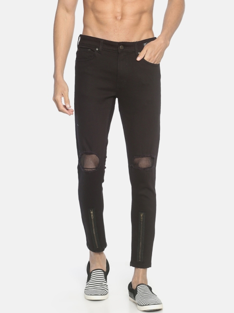 

KULTPRIT Men Black Skinny Fit Mid-Rise Slash Knee Jeans