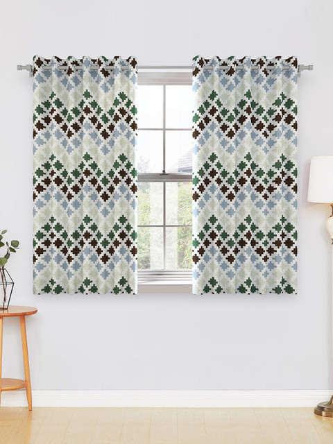 

Divine Casa White & Brown Set of 2 Window Curtains