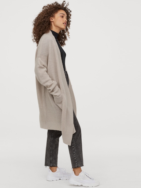 

H&M Women Beige Long Cardigan