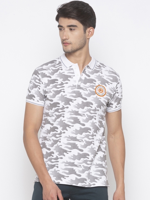 

Globus Men White & Grey Camouflage Polo Collar T-shirt