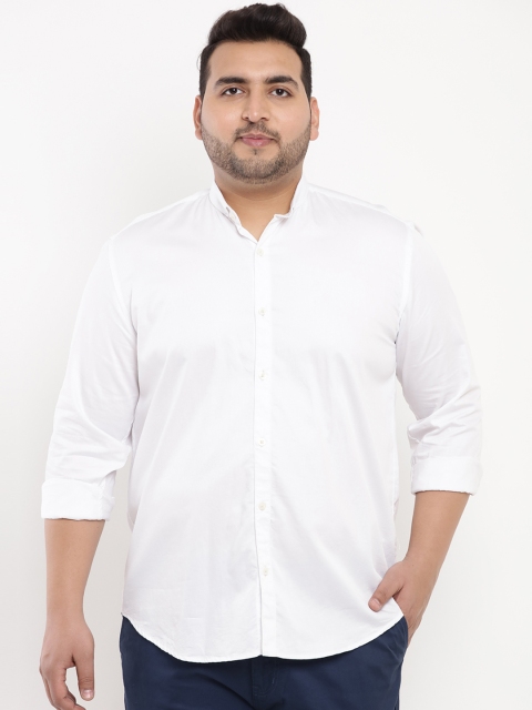 

John Pride Plus Size Men White Comfort Regular Fit Solid Casual Shirt