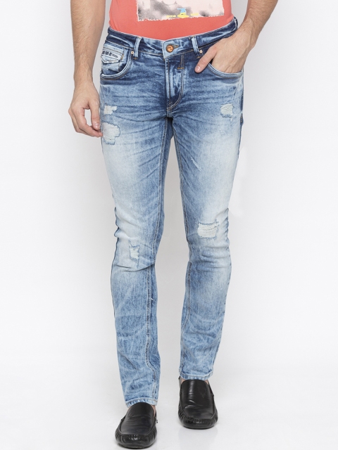 

SPYKAR Men Blue Skinny Fit Low-Rise Highly Distressed Jeans