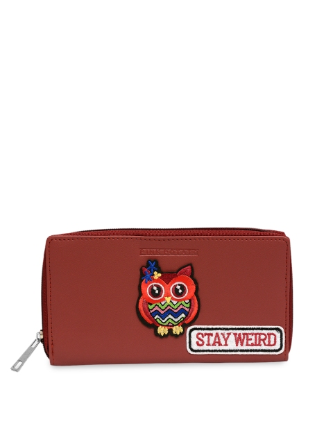 

Pink Potato Women Red Solid Leather Zip Around Wallet
