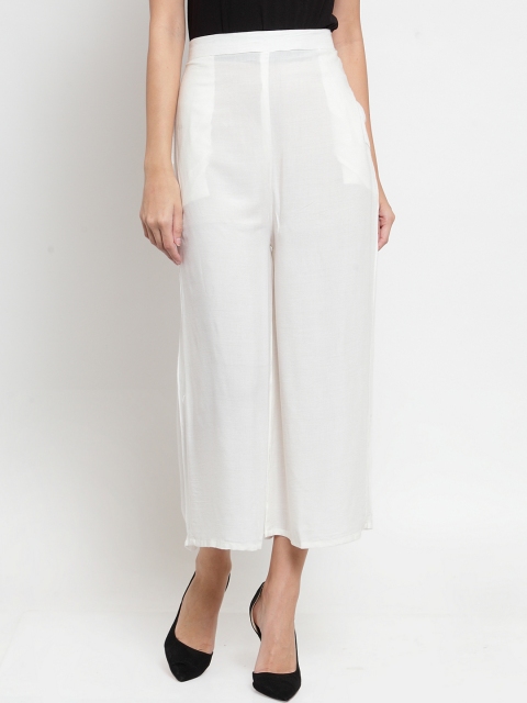 

Clora Creation Women Off-White Smart Regular Fit Solid Culottes
