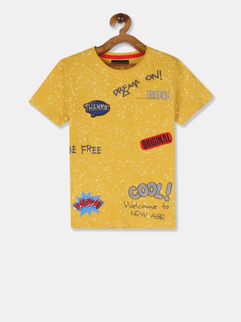 

Cherokee Boys Yellow Printed Round Neck T-shirt