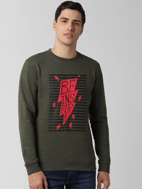 

Peter England Casuals Men Olive Green Printed Sweatshirt