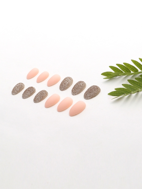 

Rozia 24 Piece Artificial Nail Art Kit with Glue, Peach