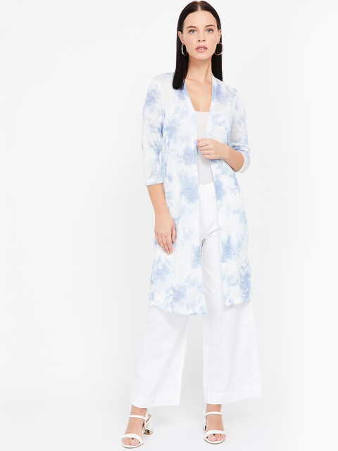 

CODE by Lifestyle Women Blue & White Printed Open Front Shrug