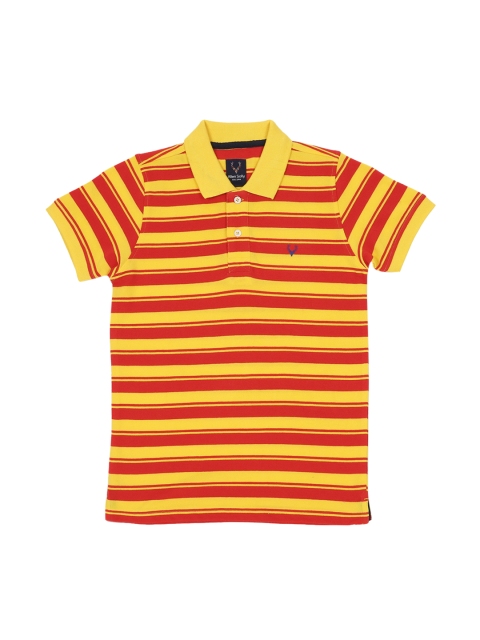 

Allen Solly Junior Boys Yellow & Red Striped Polo Collar T-shirt