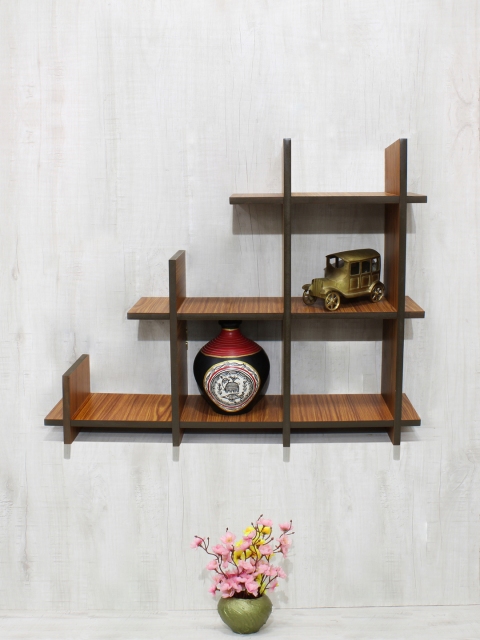 

RANDOM Brown Solid Laminated Wood Basic Wall Shelf