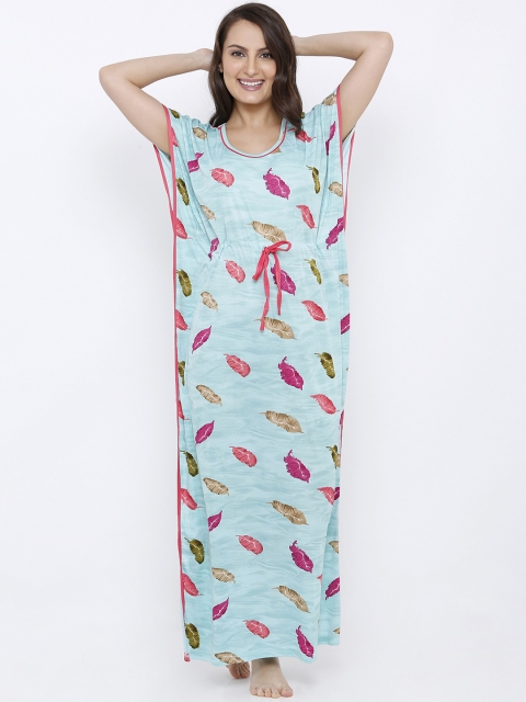 

Pretty Awesome Green & Pink Printed Kaftan Nightdress
