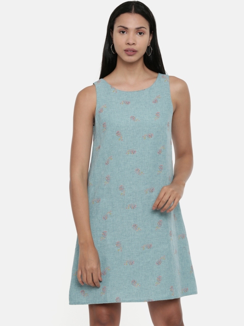 

Chumbak Women Sea Green Printed A-Line Dress