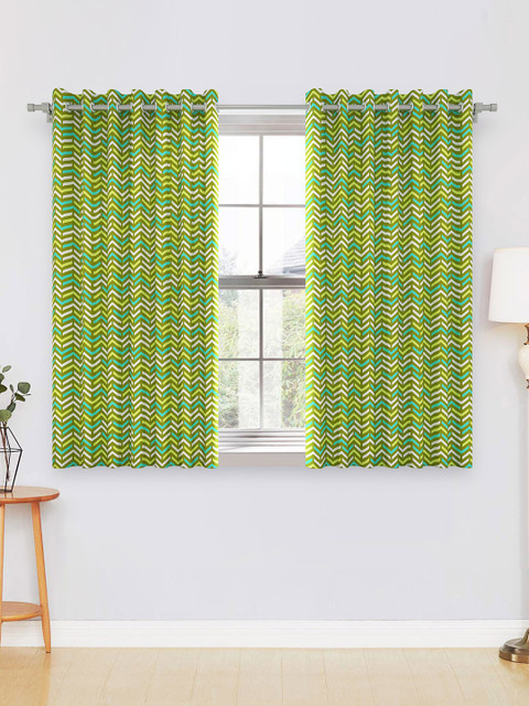 

Divine Casa Green & Yellow Set of 2 Window Curtains