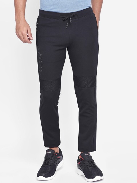 

beevee Men Black Solid Straight-Fit Track Pants