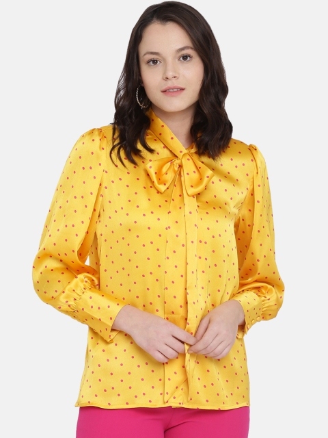 

ISU Women Yellow Printed Shirt Style Top