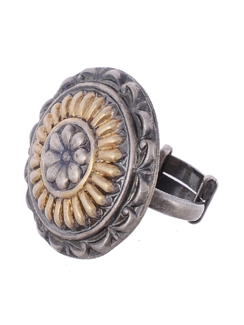 

Silvermerc Designs Oxidised Silver-Plated & Gold-Toned Adjustable Finger Ring