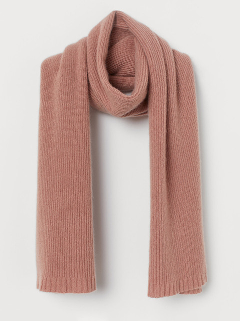 

H&M Women Nude Ribbed Cashmere Scarf