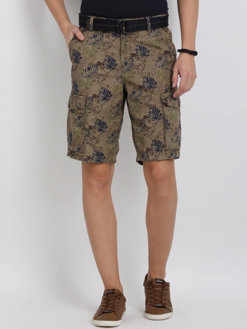 

t-base Men Beige Printed Regular Fit Cargo Shorts