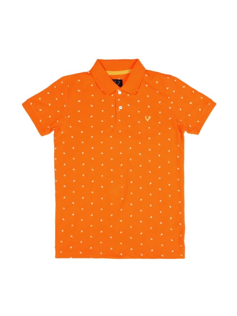 Allen Solly Junior Boys Orange Printed Polo Collar T-shirt