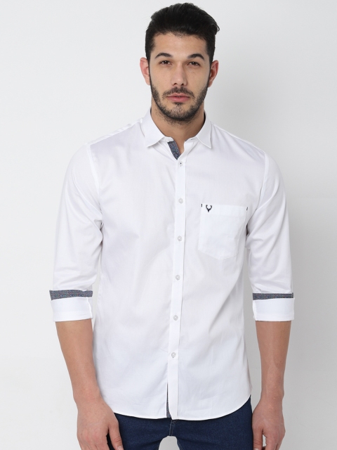Allen Solly Men White Slim Fit Solid Casual Shirt
