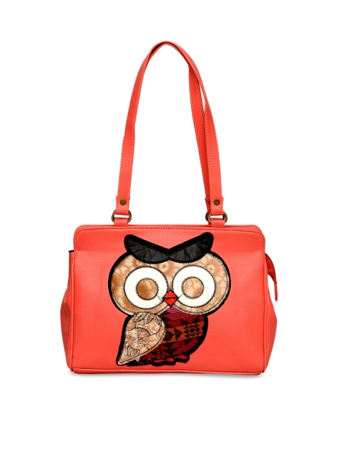 

Pink Potato Coral Pink Solid Leather Handheld Bag