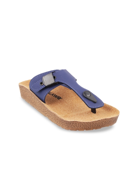 

WALKWAY Women Blue Solid T-Strap Flats