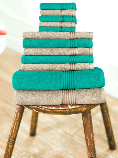 

swiss republic Unisex Pack of 12 Solid Signature 630 GSM Towels, Beige