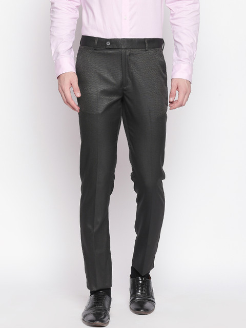 

Solemio Men Black Regular Fit Self Design Regular Trousers