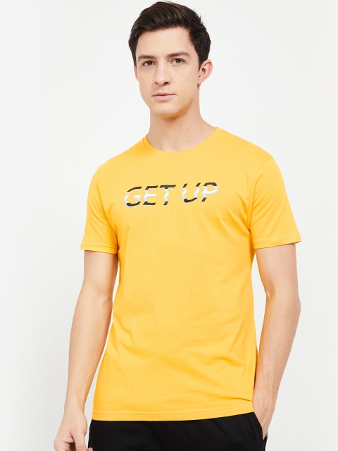 

Fame Forever by Lifestyle Men Yellow Printed Round Neck T-shirt