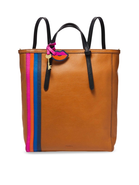 

Fossil Women Brown Solid Leather Backpack