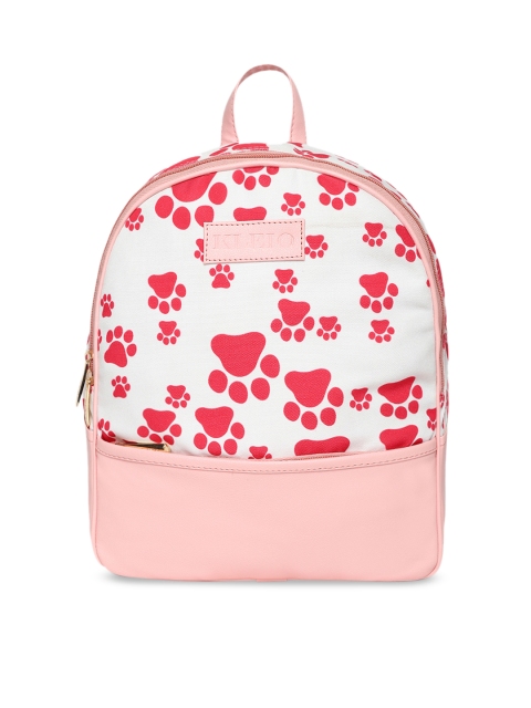 

KLEIO Women Pink & White Graphic Backpack