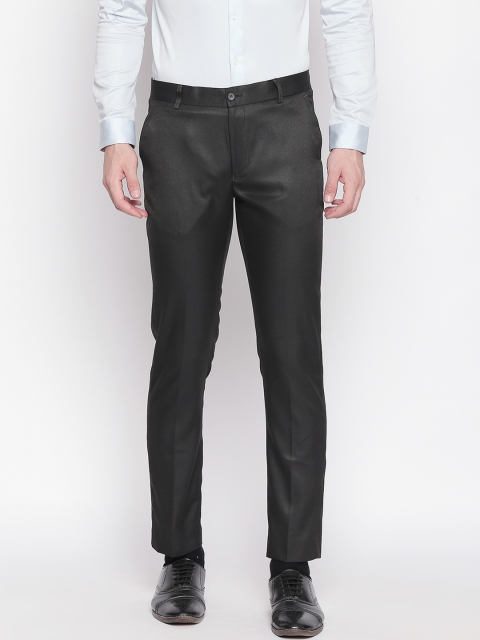 

Solemio Men Black Slim Fit Solid Regular Trousers