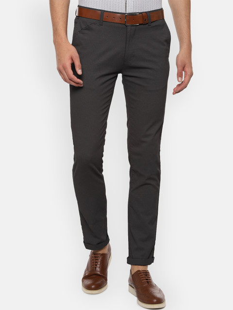 

V Dot Men Black Slim Fit Solid Regular Trousers