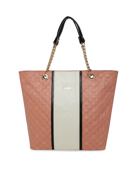 

KLEIO Peach-Coloured & Off-White Colourblocked Shoulder Bag