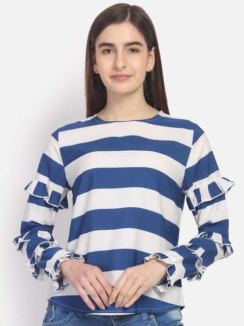 

Yaadleen Women Blue & White Striped Top