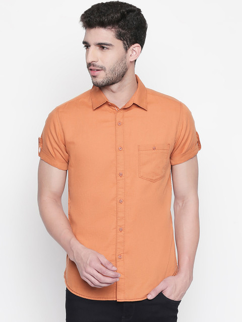 

Mufti Men Orange Slim Fit Solid Casual Shirt