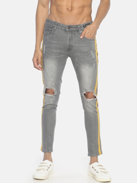 

KULTPRIT Men Grey Skinny Fit Mid-Rise Slash Knee Jeans