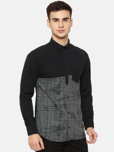 

Campus Sutra Men Black Regular Fit Colourblocked Casual Shirt