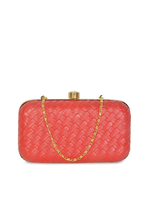 

Diwaah Coral Red Textured Box Clutch