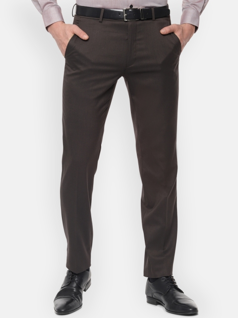 

Van Heusen Men Brown Slim Fit Solid Regular Trousers